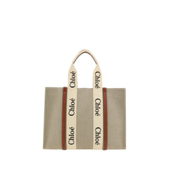 Beige Linen Shoulder Bag