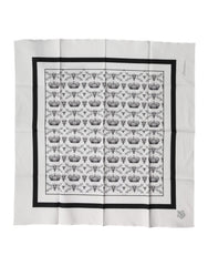 White Crown Cotton Men Square Foulard Scarf