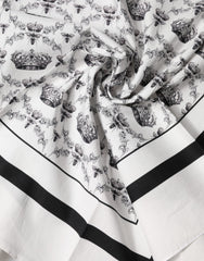 White Crown Cotton Men Square Foulard Scarf