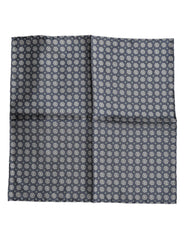 Blue Patterned Silk Square Handkerchief Scarf