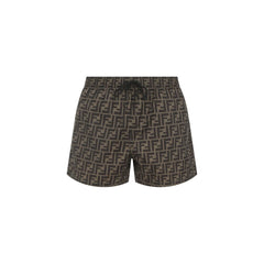 Brown Polyester Swim Shorts