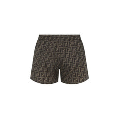Brown Polyester Swim Shorts