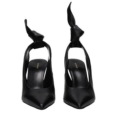 Black Leather High Heel Pumps