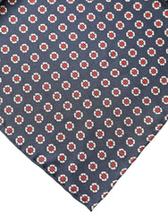 Blue Patterned Silk Square Handkerchief Scarf