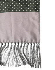 Gray Patterned Fringes Neck Foulard Scarf