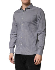 Gray Patterned Long Sleeves Dress Shirt