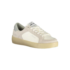 White Polyurethane Women Sneaker