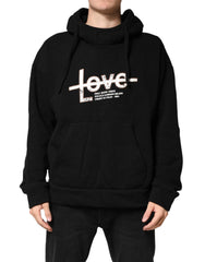 Black LOVE Cotton Hooded Sweatshirt Sweater