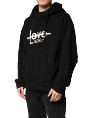 Black LOVE Cotton Hooded Sweatshirt Sweater