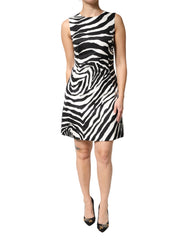 Black White Zebra Sleeveless A-line Dress