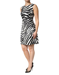 Black White Zebra Sleeveless A-line Dress