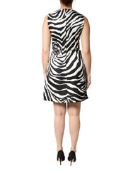 Black White Zebra Sleeveless A-line Dress