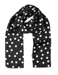 Scarf Black Polka Dot Silk Neck Wrap Foulard