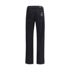 Blue Cotton Straight-Leg Jeans