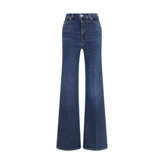 Blue Cotton Flared Jeans
