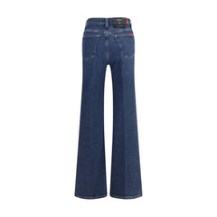 Blue Cotton Flared Jeans