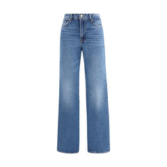 Blue Cotton Flared Jeans