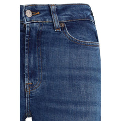 Blue Cotton Bootcut Jeans
