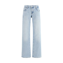 Blue Cotton Straight-Leg Jeans
