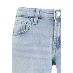 Blue Cotton Straight-Leg Jeans