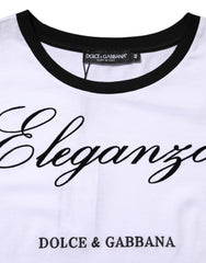 White Eleganza Cotton Crew Neck Tee T-shirt
