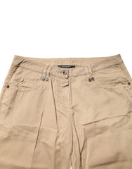 Beige Straight Cotton Stretch Chino Pants