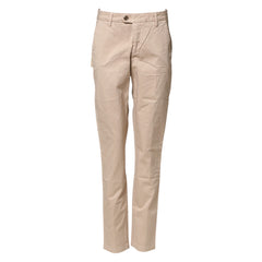 Beige Straight Mid Waist Chino Trouser Casual Pants