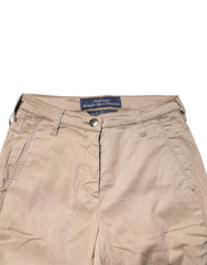 Beige Lyocell Skinny High Waist Chino Casual Pants