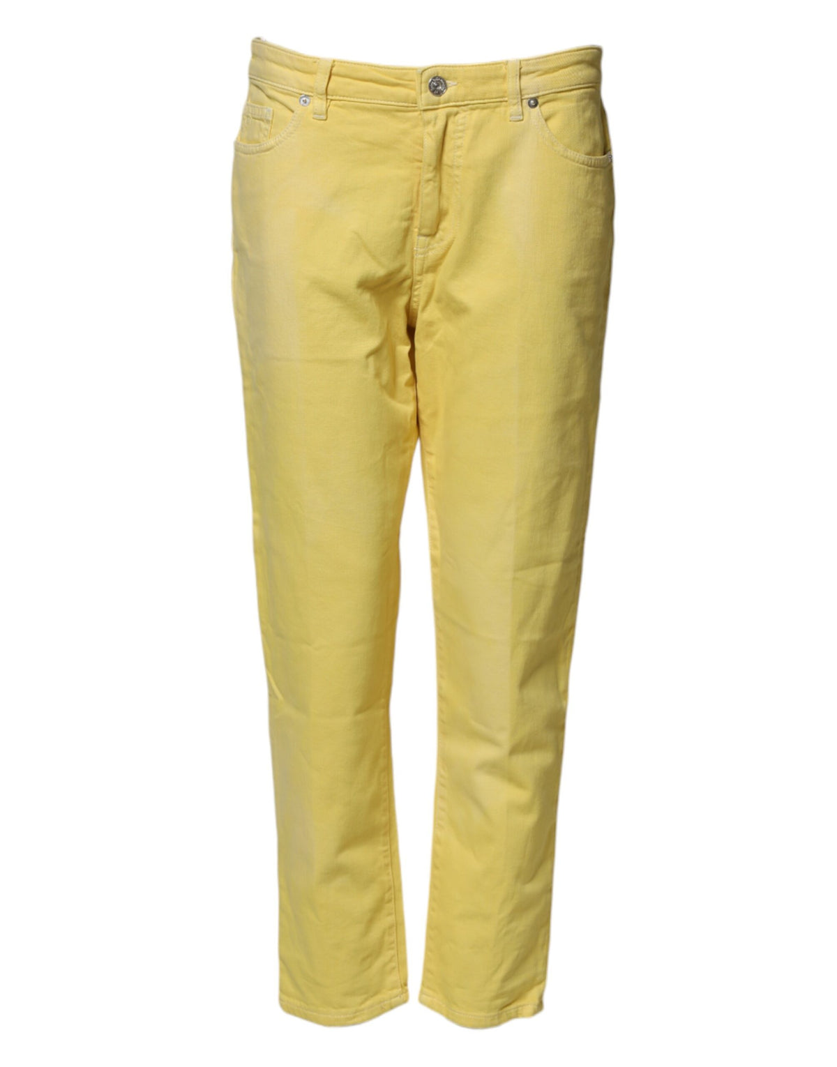 Yellow Tapered Mid Waist Denim Trouser Jeans