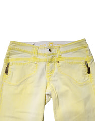 Yellow Cotton Bootcut Low Waist Denim Trouser Jeans