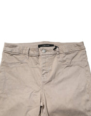 Beige Skinny Mid Waist Chino Casual Trouser Pants