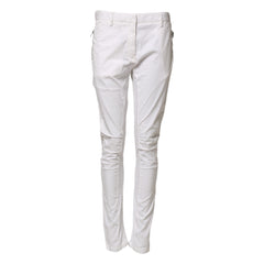 White Mid Waist Skinny Chino Cotton Trouser Pants