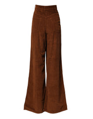 Brown Wide Leg High Waist Corduroy Denim Trouser Jeans