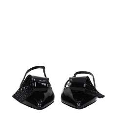 Black Leather Flat Sandals