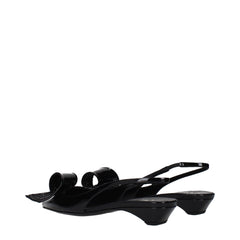 Black Leather Flat Sandals