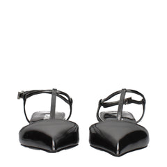 Gray Leather Flat Sandals