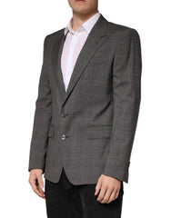 Gray Wool Single Breasted 2 Button Blazer