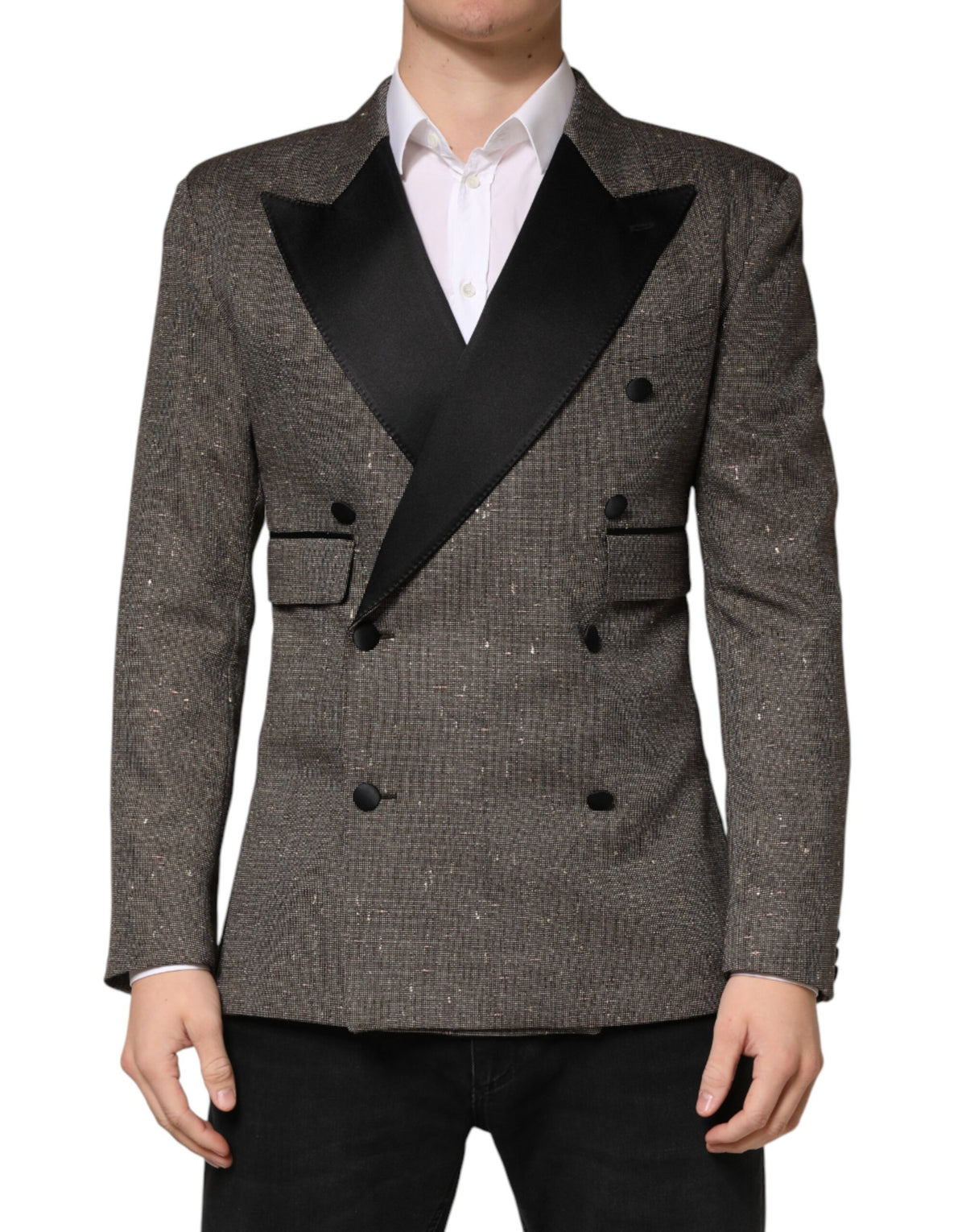 Gray Double Breasted 2 Button Jacket Blazer