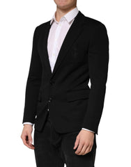 Black Wool Single Breasted 2 Button Blazer