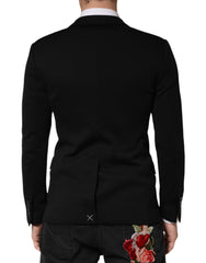 Black Wool Single Breasted 2 Button Blazer