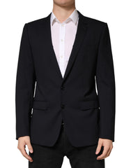 Black Wool Single Breasted 2 Button Blazer