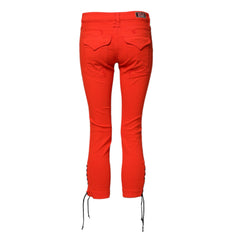 Red Mid Waist Skinny Cropped Trouser Jeans