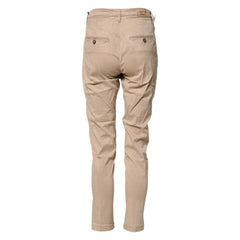 Beige Lyocell Skinny High Waist Chino Casual Pants