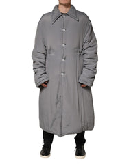 Gray Acetate Padded Collared Coat Jacket