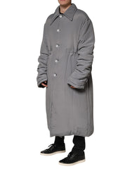 Gray Acetate Padded Collared Coat Jacket