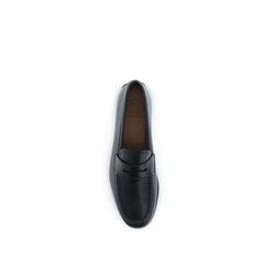 Black Calf Leather Bos Taurus Slip-On Loafers