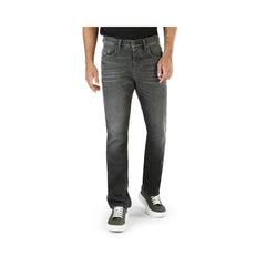 Black Cotton Straight-Leg Jeans