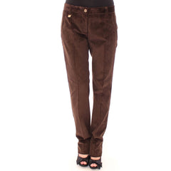 Brown Cotton Casual Pants