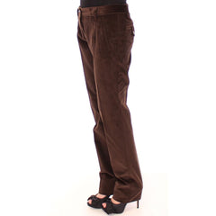 Brown Cotton Casual Pants