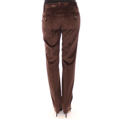Brown Cotton Casual Pants